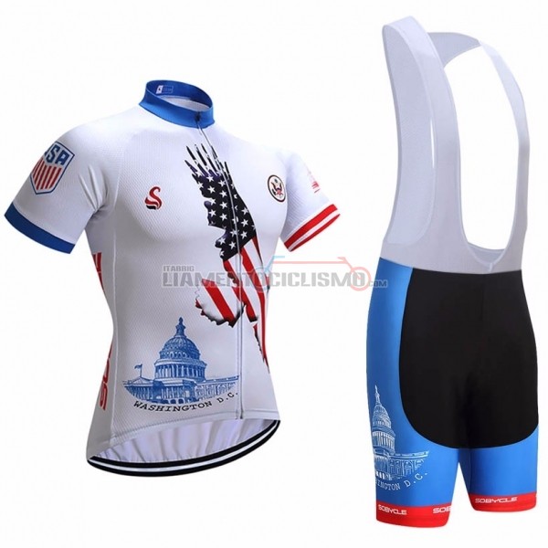 Abbigliamento Ciclismo USA Manica Corta 2018 Bianco